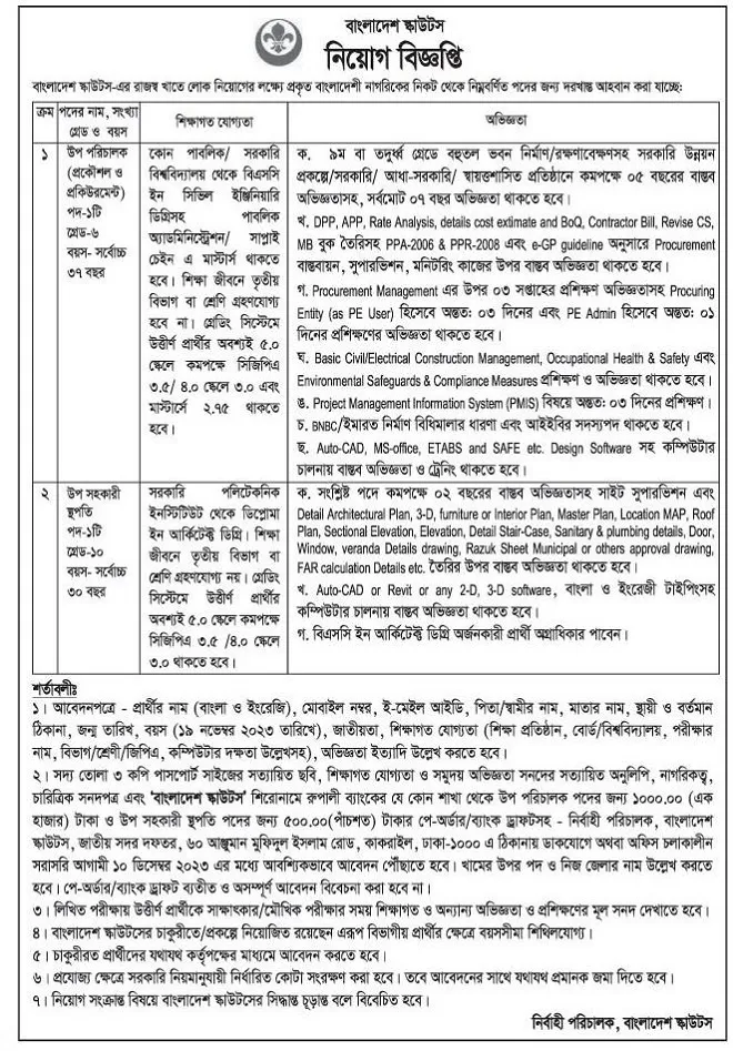 বাংলাদেশ স্কাউটস নিয়োগ ২০২৩